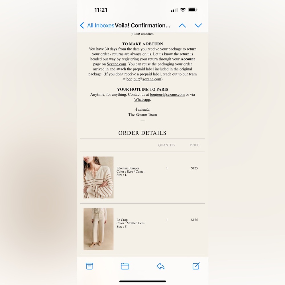 Sezane Le Crop Ecru Size 38 (8) - Picture 4 of 4